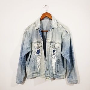 LF Carmar Oversized Distressed Denim Jacket